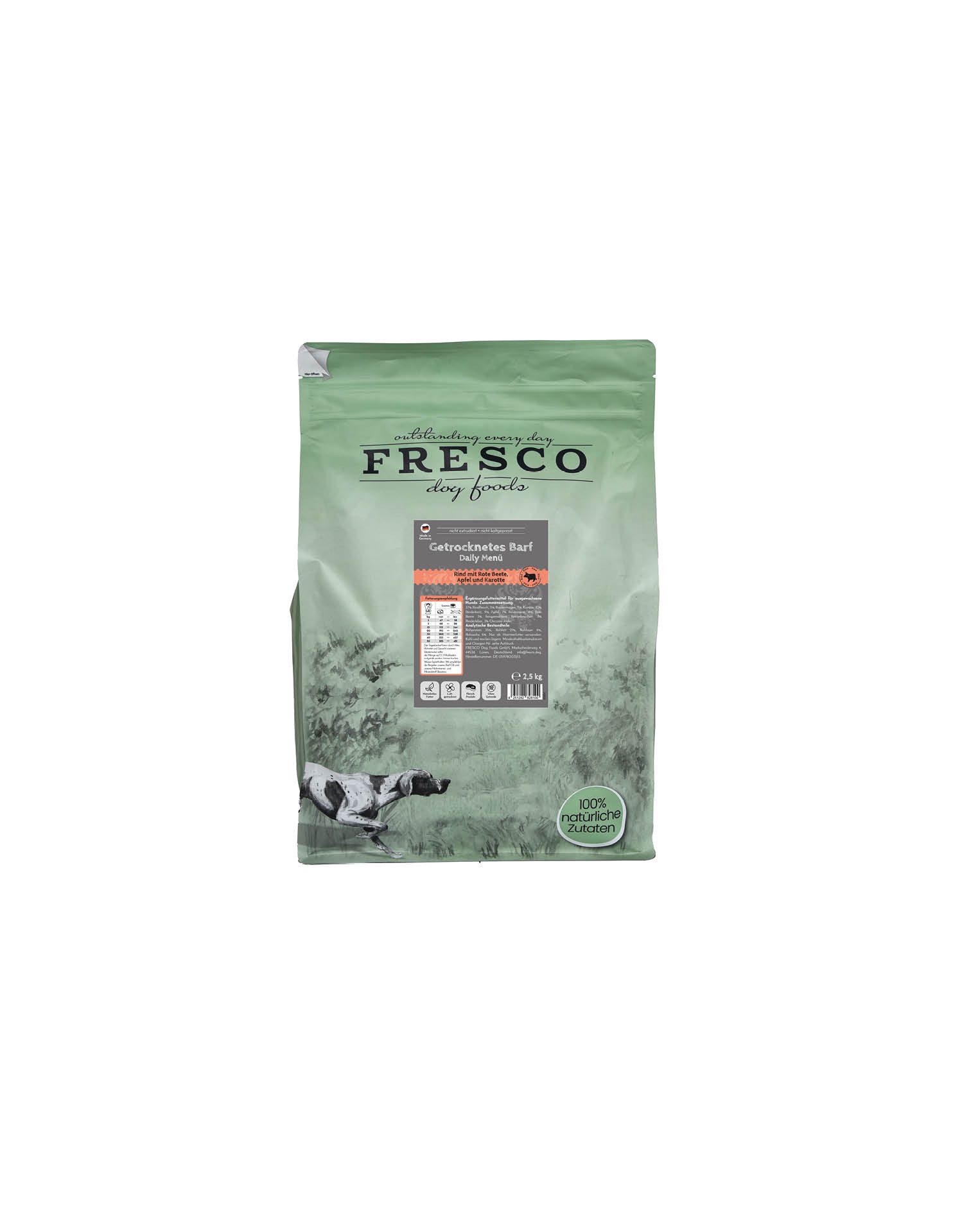Fresco Dog TrockenBarf Rind mit Rote Beete, Apfel & Karotte, 1kg / 2,5kg / 5kg, Trockenfutter für: Hunde, Getreidefrei, viel Frischfleisch & ohne Zusätze