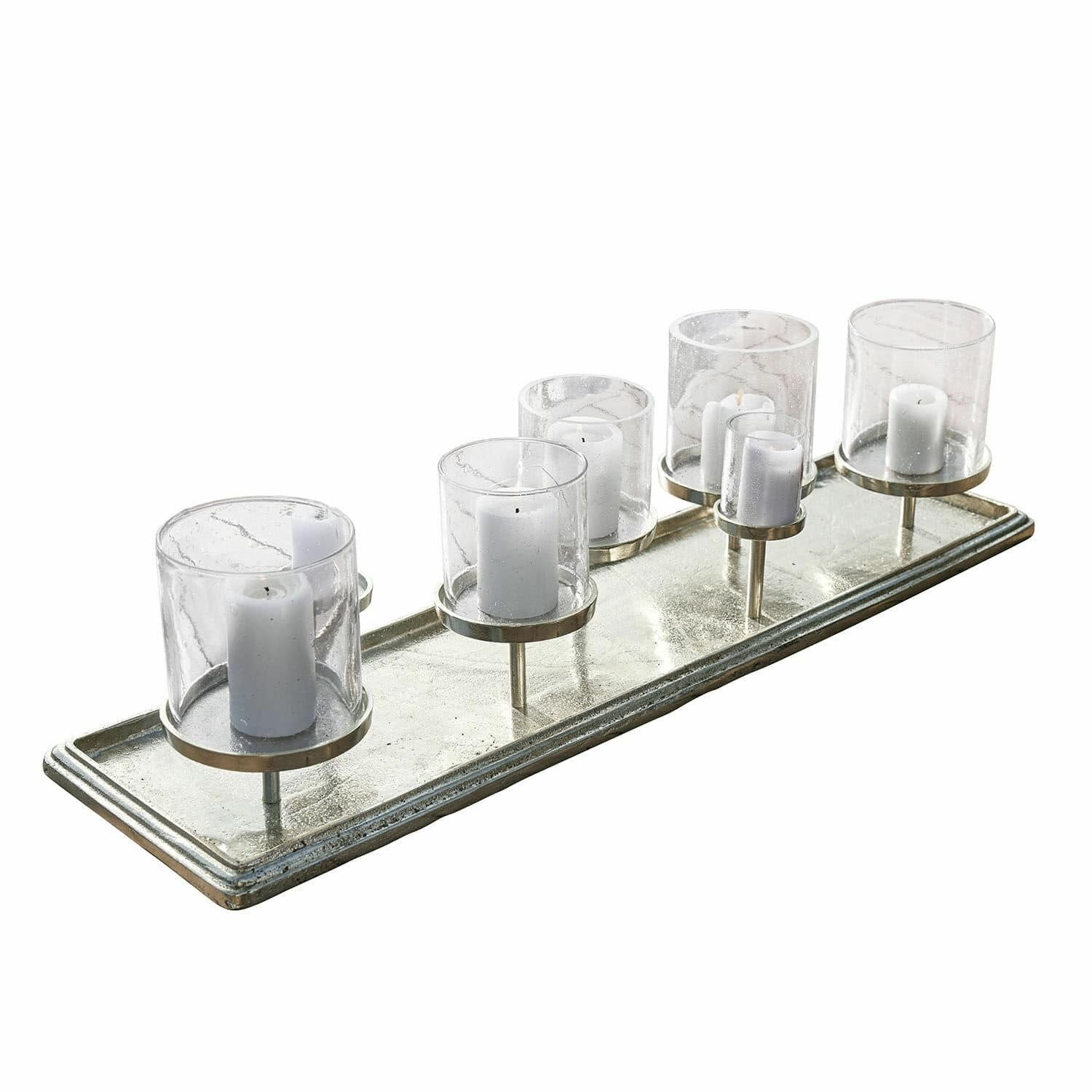 Mirabeau Kerzenständer Kerzentablett Devonne silber günstig online kaufen