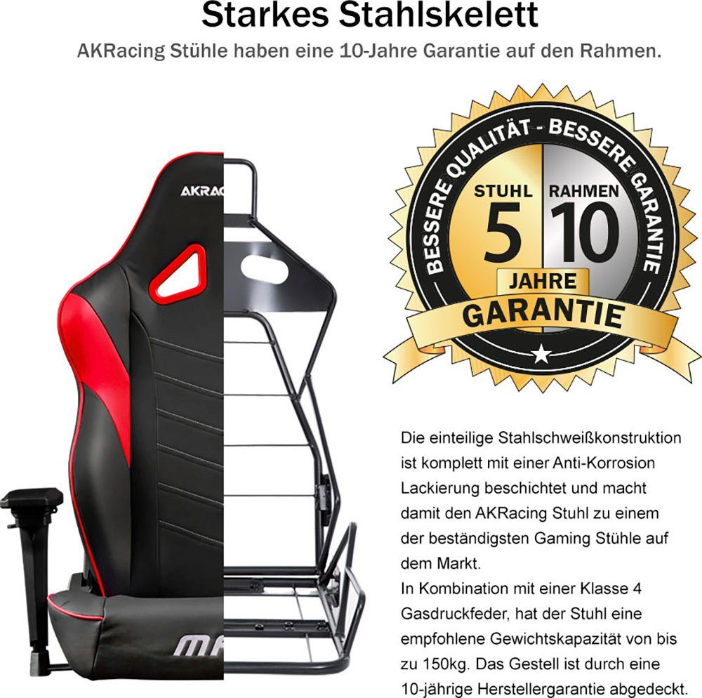 AKRacing Gaming-Stuhl "AKRACING Master Max" große schwere für Bürostuhl höhenverstellbar und Personen rot Kunstleder, ergonomisch, hochwertiges