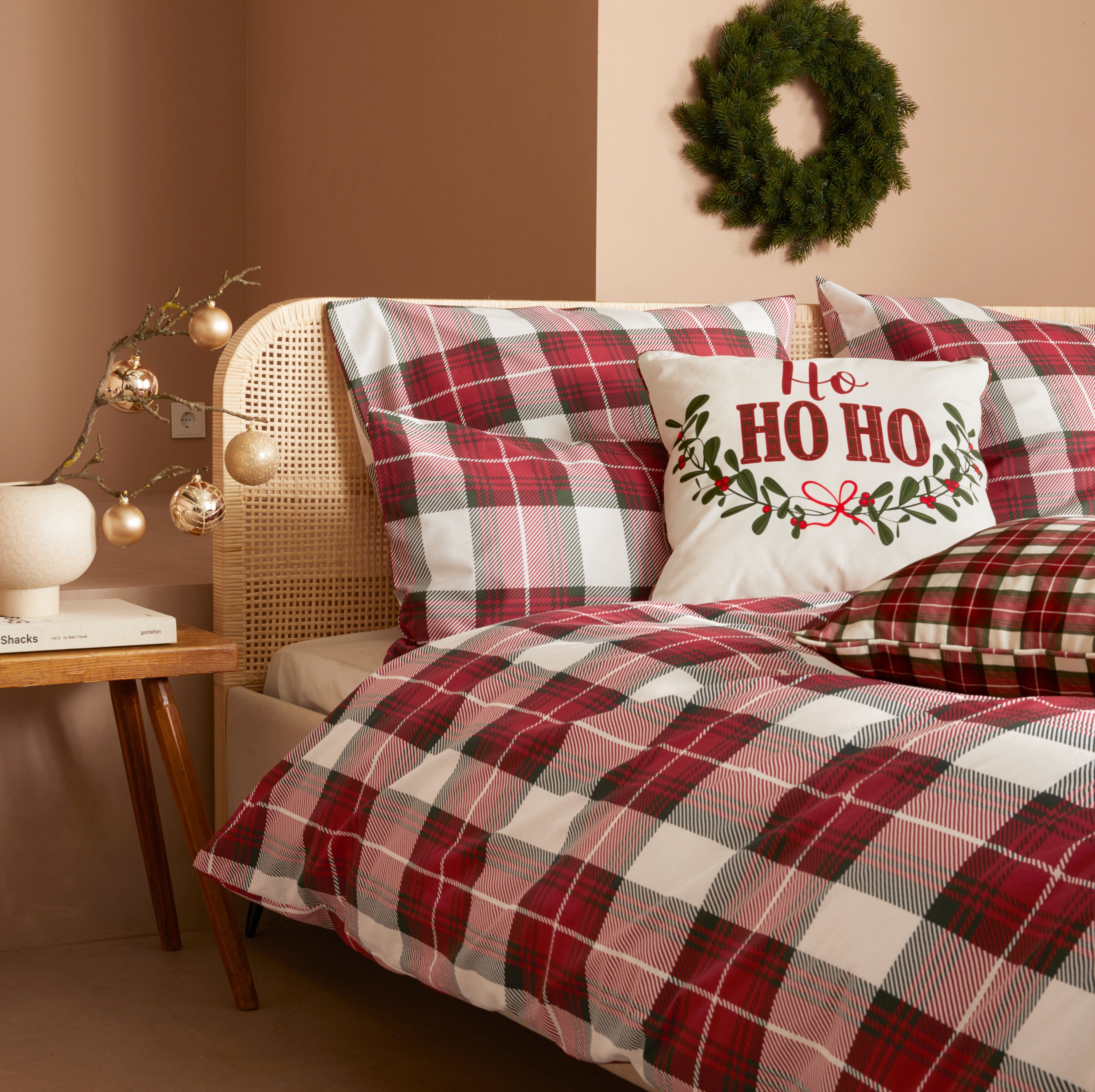 LeGer Home by Lena Gercke Bettwäsche Mileja in Gr. 135x200 oder 155x220 cm, Renforcé, 2 teilig, Bettwäsche aus Baumwolle, karierte Winterbettwäsche, Weihnachten