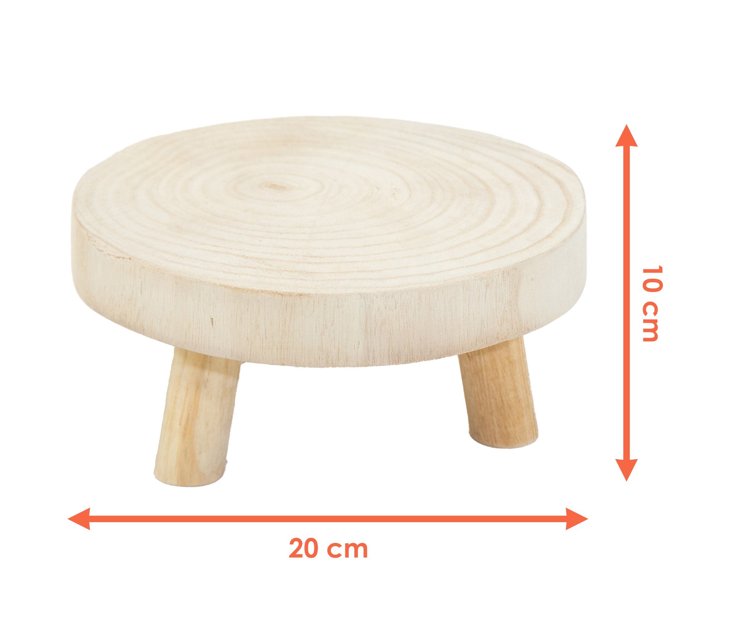 Blumenhocker 3 1 Holz mit Spetebo Baumscheibe - (Packung, natur cm Beinen), Pflanzenständer St., Blumenhocker Blumenteller 20 rund Pflanzenständer