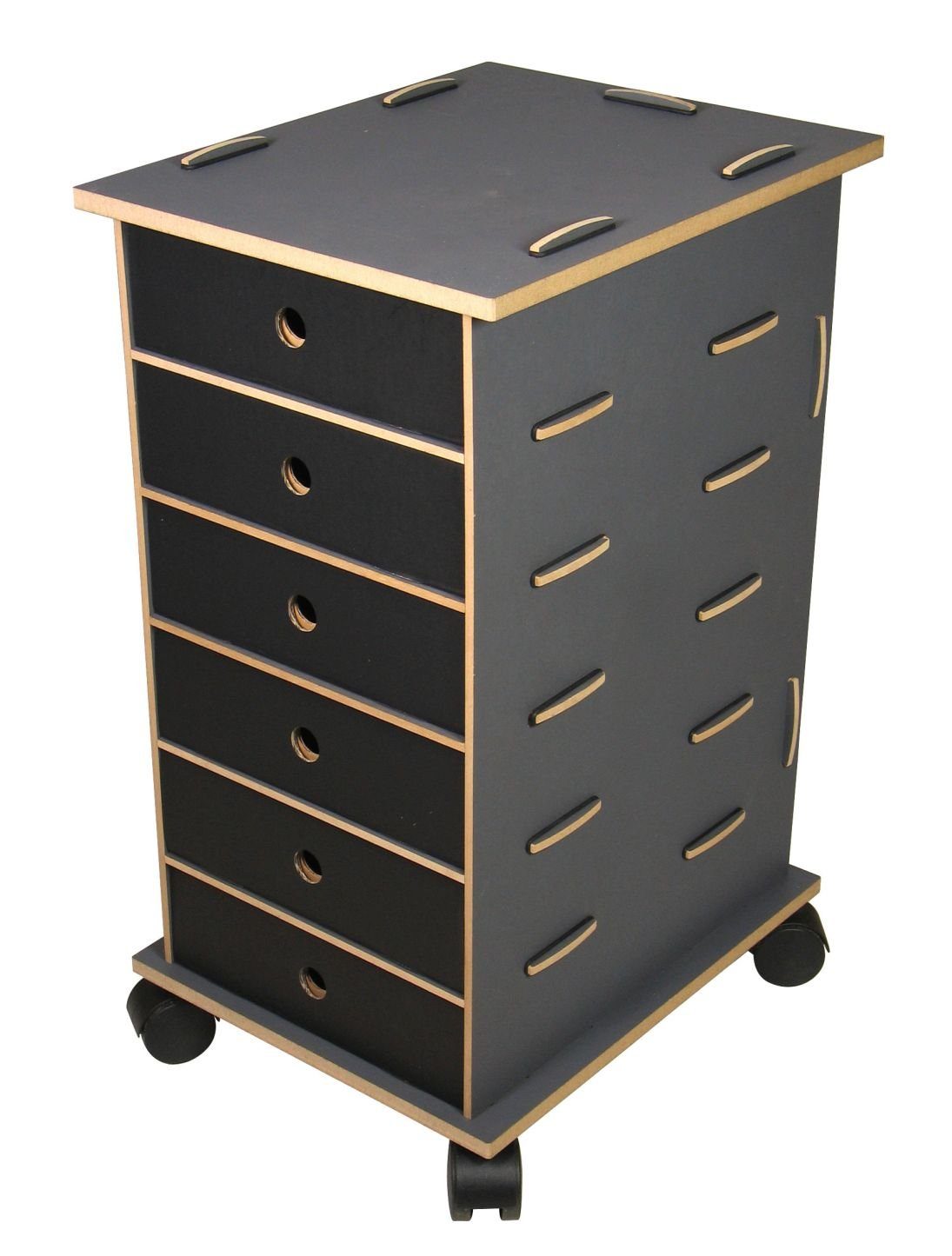 WERKHAUS® Rollcontainer Werkhaus - Rollcontainer Running Box Grau Holz Büro- Akten- Schrank