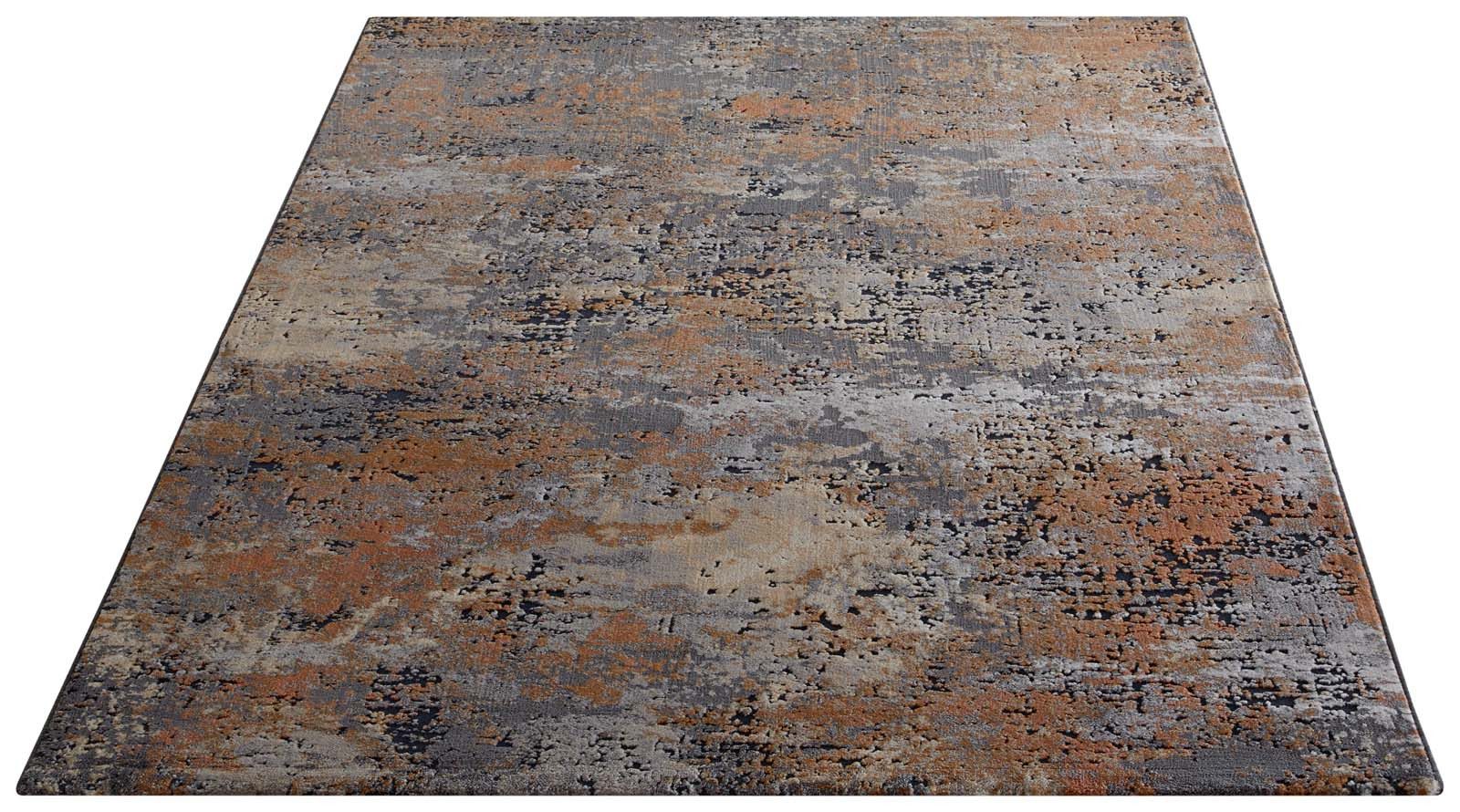 TaraCarpet Teppich Tara Carpet Futuro Vintage, rechteckig, Höhe: 14 mm, Vintage Teppich in anthrazit und orange elegant hoch tief 3D 80X50 – Bild 3 von 5
