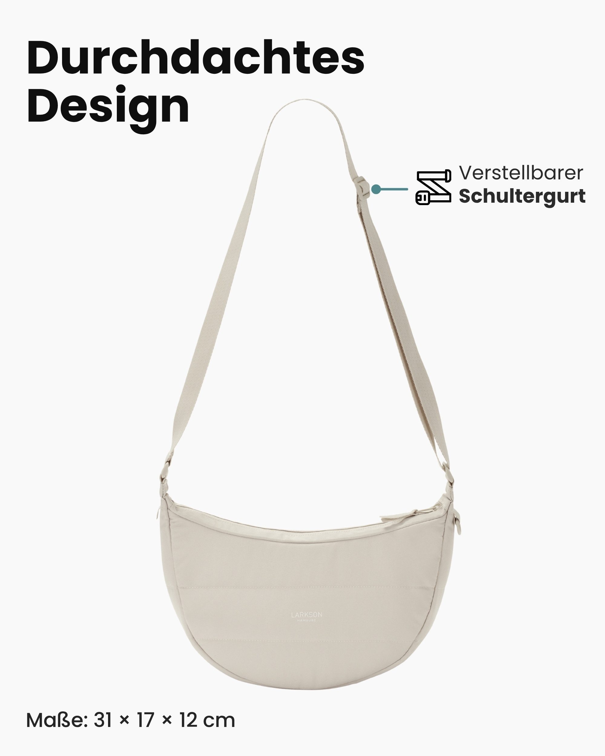 LARKSON Umhängetasche Emma Small Half Moon Bag, Kleine Puffer Halbmondtasche – Bild 3 von 5