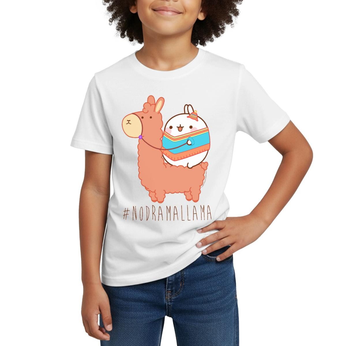 T-Shirt Molang Lama #Nodramallama Kinder T-Shirt