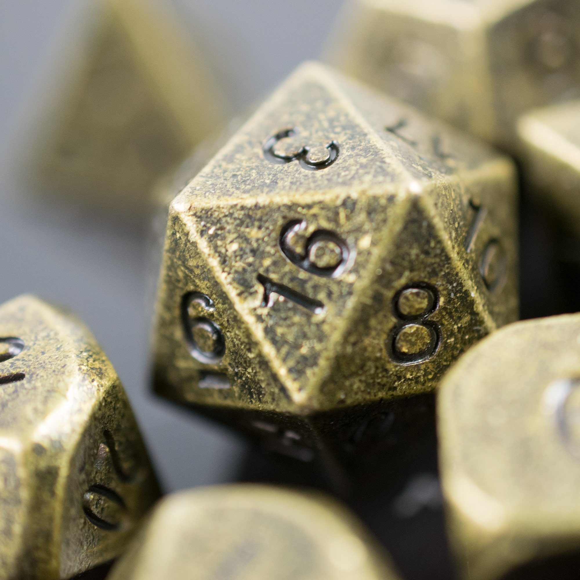 SHIBBY Spielesammlung Pen & Paper Polyedrische DND Würfel 7-teilig aus Metall - Used Look