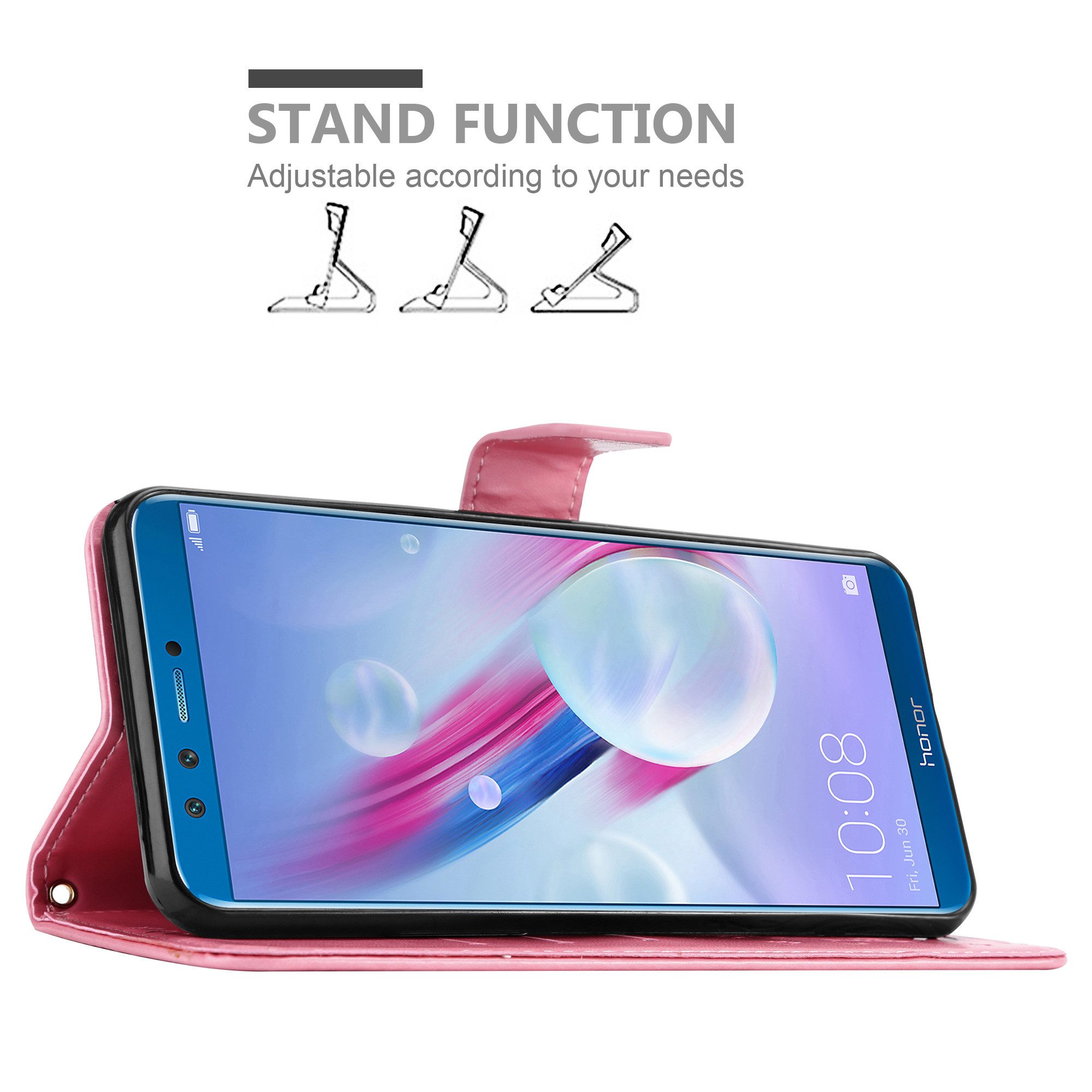 Cadorabo Handyhülle für Honor 9 LITE Hülle Honor 9 LITE, Hülle Schutzhülle Blumen Flower mit Standfunktion Kartenfach Magnet