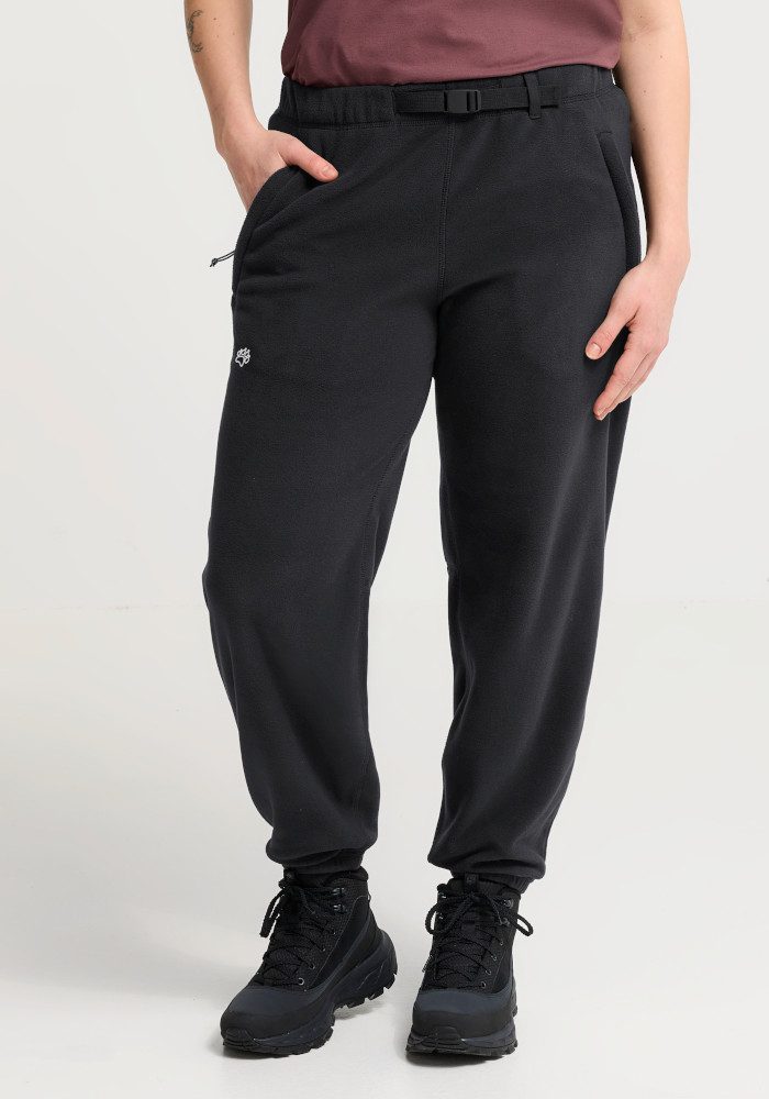 Jack Wolfskin Fleecehose SOLACE PANTS W Fleece-Hose, integrierter Gürtel, elastischer Bund