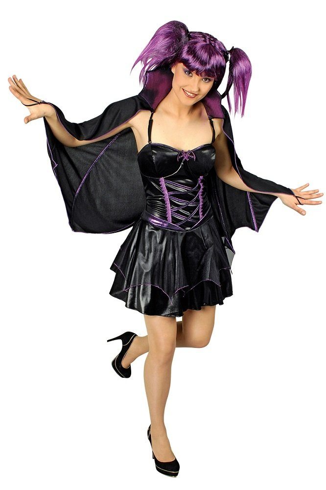 Kostüm Fledermaus Hexen Kostüm für Damen Schwarz Lila
