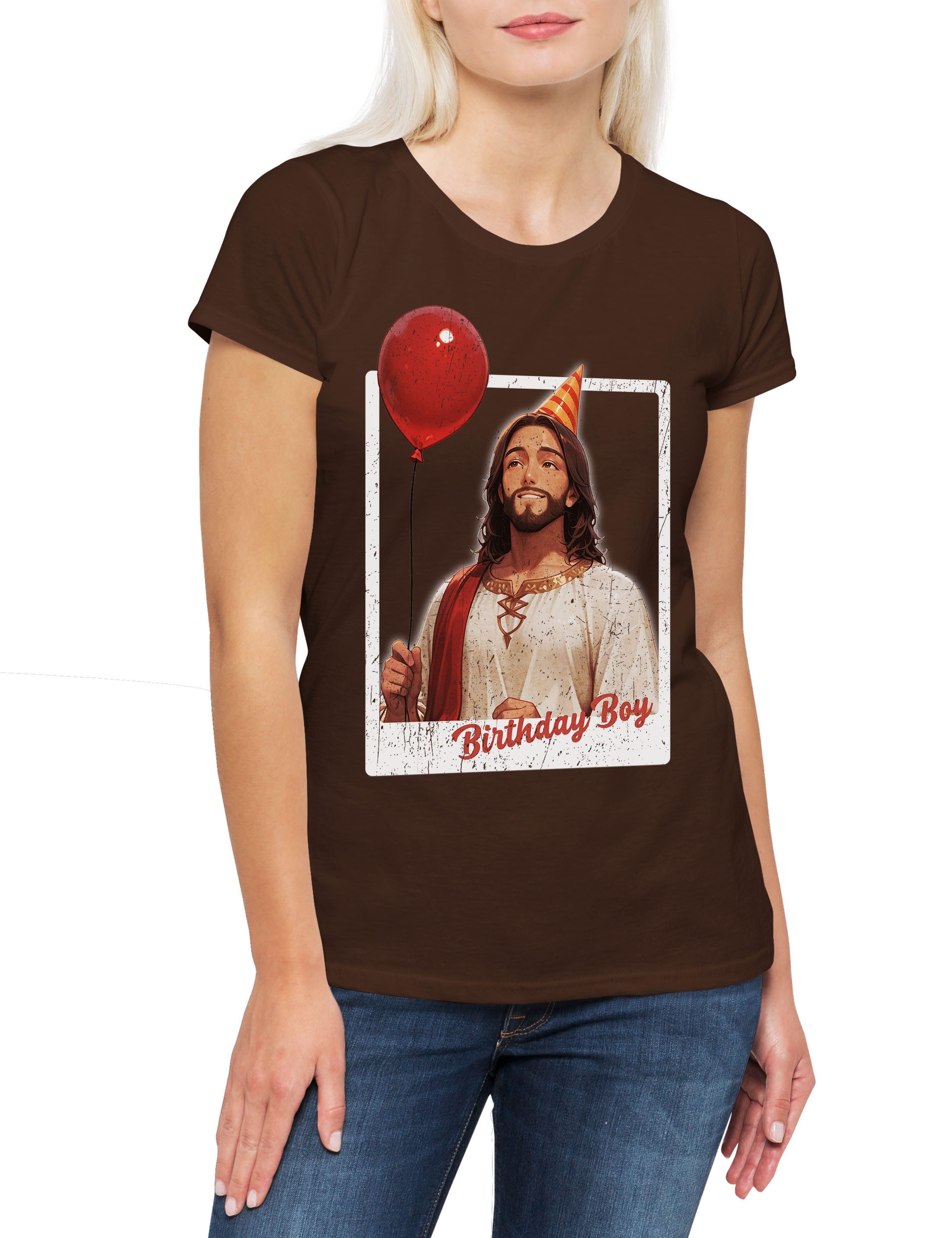 Print-Shirt Jesus Birthday Boy Damen T-Shirt Holy Christus Christmas X-Mas