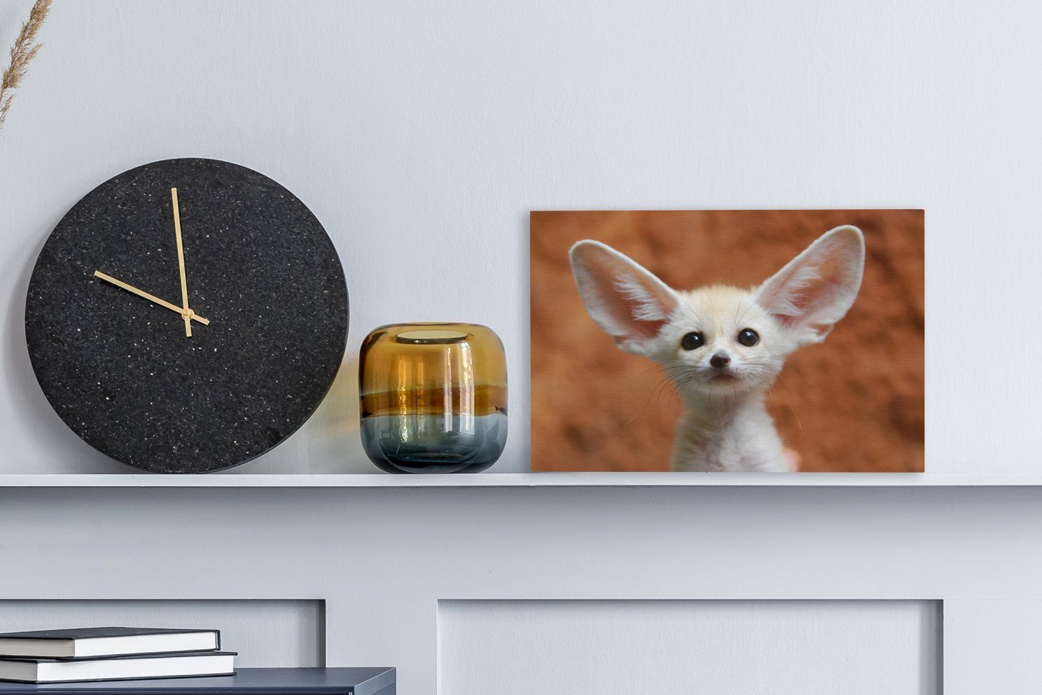 OneMillionCanvasses® Leinwandbild Fuchs - Wandbild Tiere, Wanddeko, - 30x20 St), (1 Baby Aufhängefertig, Leinwandbilder, cm
