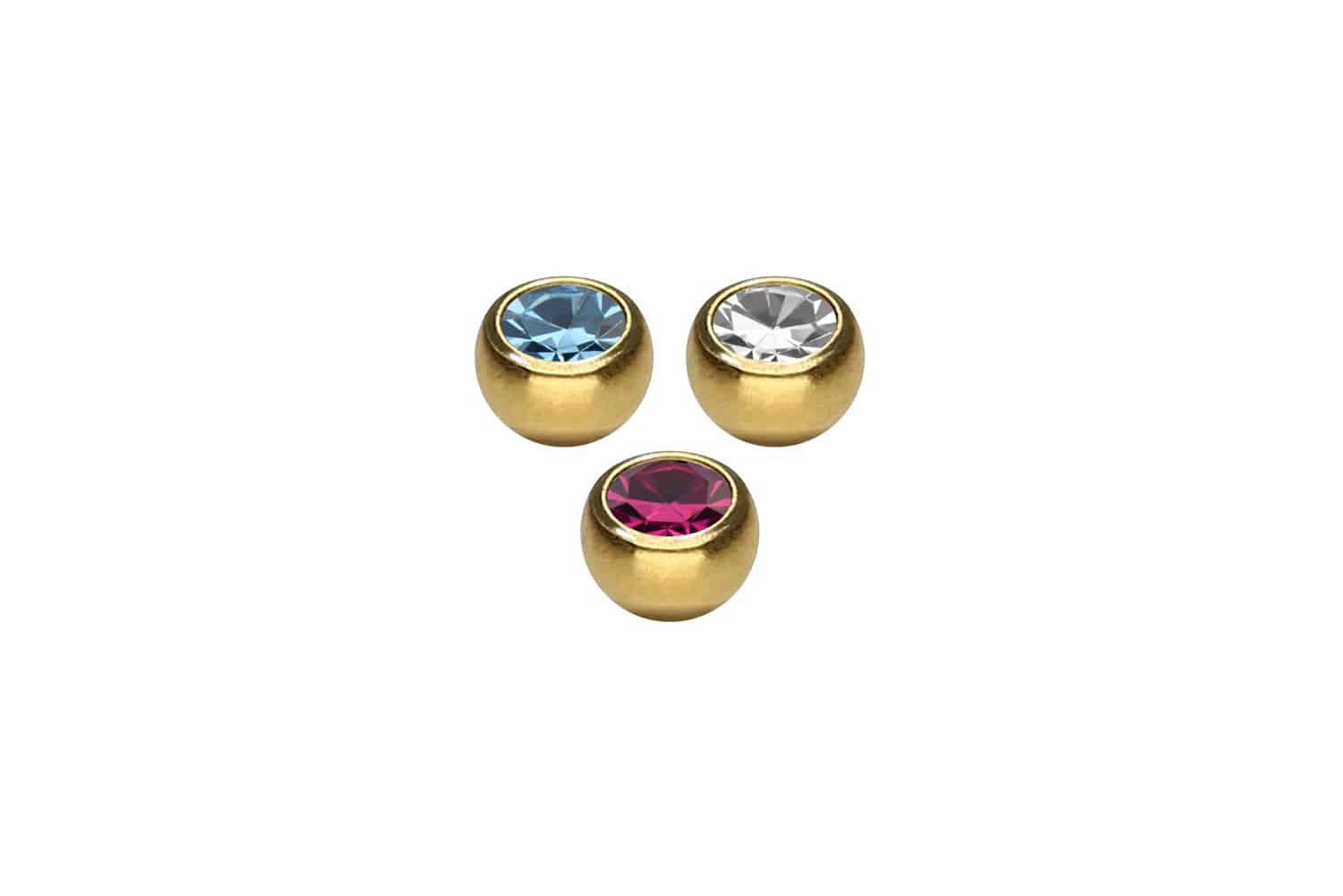 PIERCINGLINE Piercing-Set SET Chirurgenstahl Schraubkugel KRISTALL (Schraub-Aufsätze, 3er SET2 = 1,2 mm Gewinde)