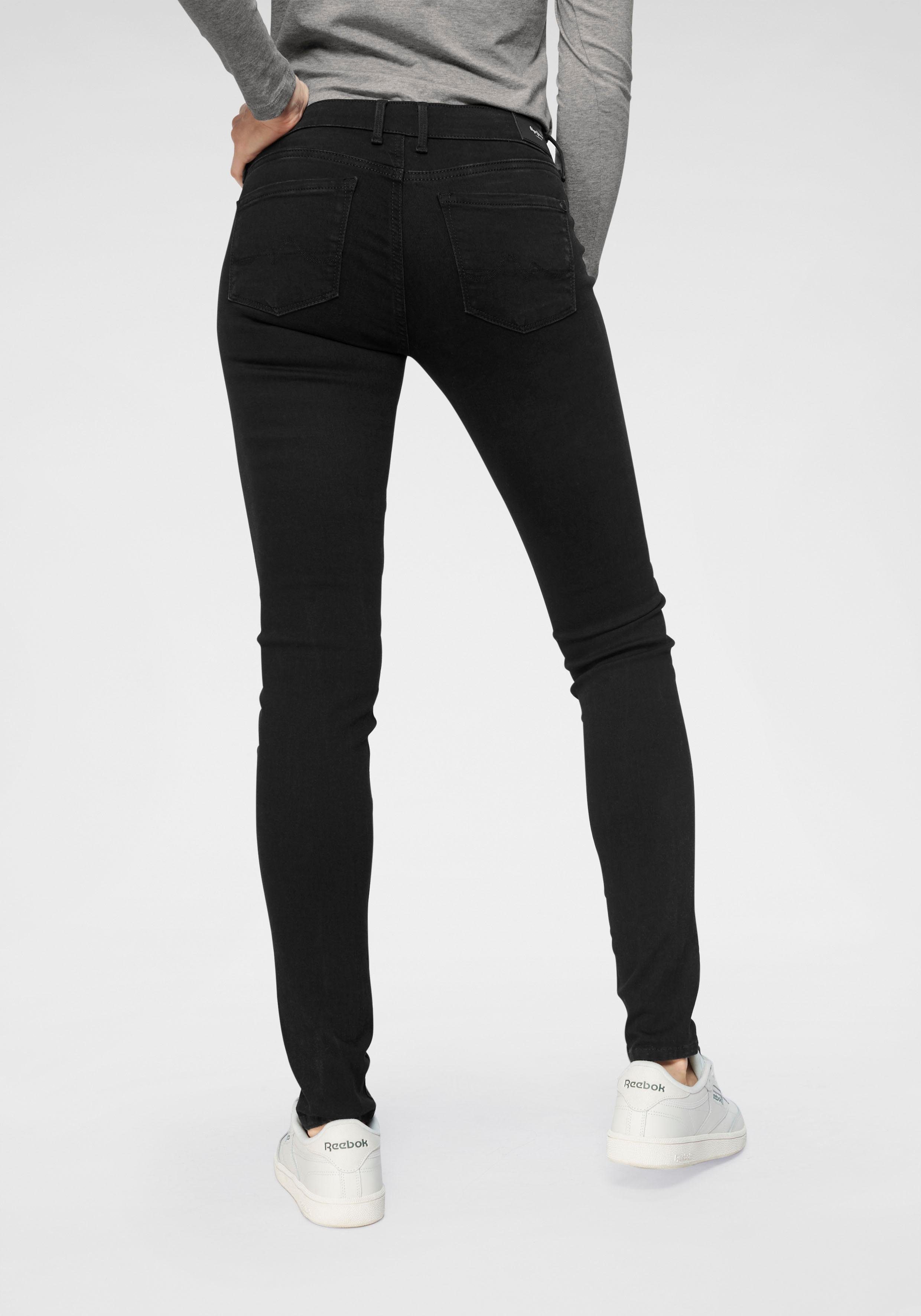 washed S98 Skinny-fit-Jeans Bund Pepe Jeans im und black SOHO mit 5-Pocket-Stil Stretch-Anteil 1-Knopf