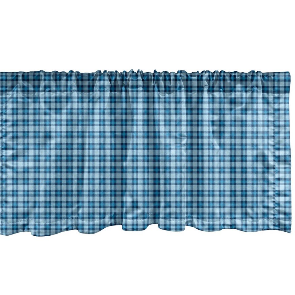 Scheibengardine Vorhang Volant für Küche Schlafzimmer Dekor mit  Stangentasche, Abakuhaus, Microfaser, Kariert Picknick-Fliesen in Blau