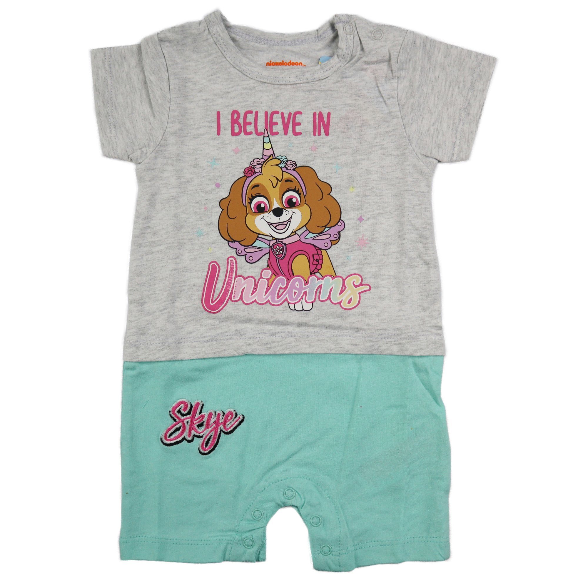 PAW PATROL Kurzarmwickelbody Paw Patrol Skye Baby Mädchen Body Strampler Gr. 62 bis 92, 100% Baumwolle