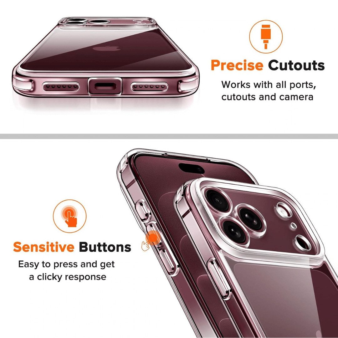 SmartUP Smartphone-Hülle für Apple iPhone 18 Pro Silikon Handyhülle Slim Case Cover Transparent 6,3, integrierter Kameraschutz, präzise Aussparungen – Bild 4 von 5