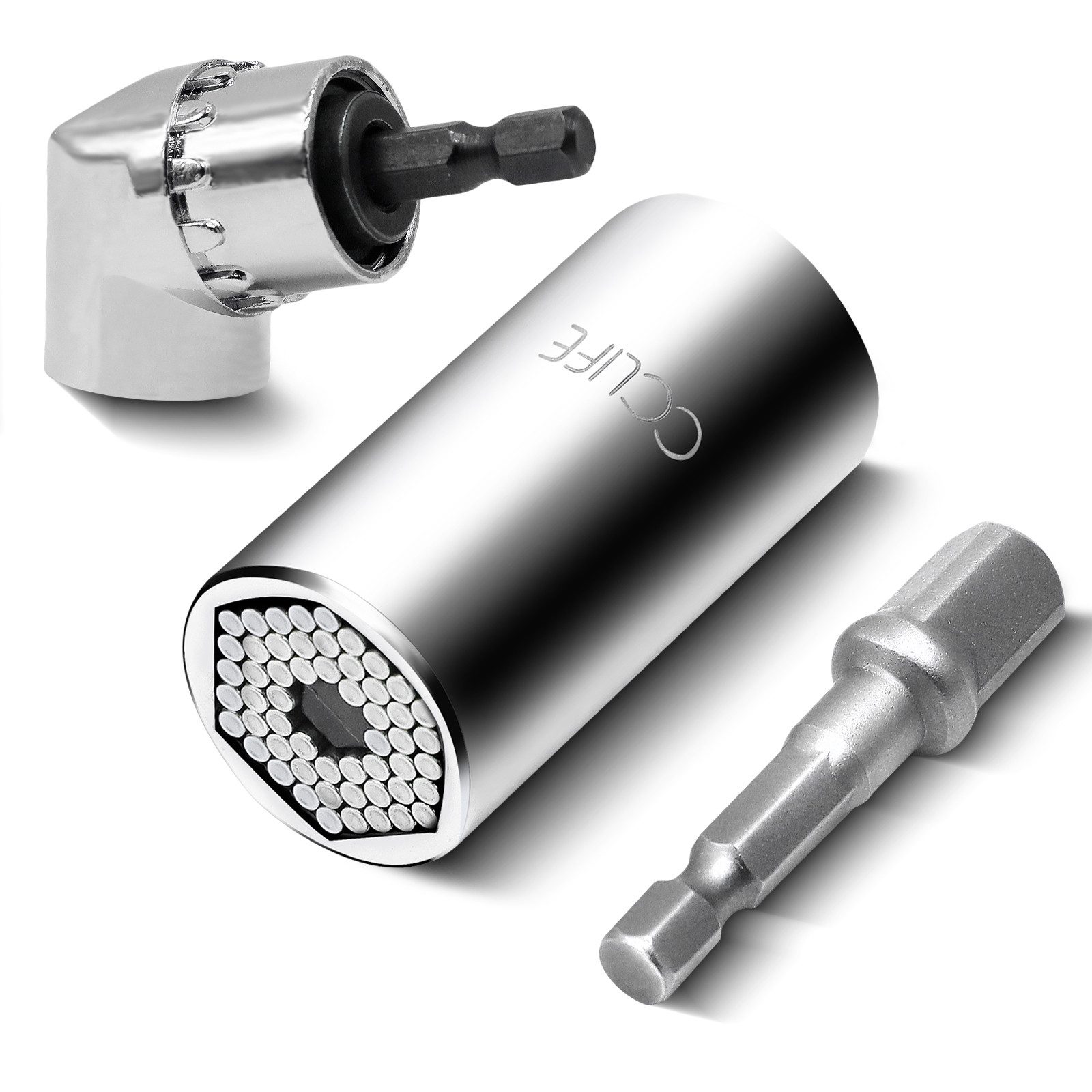 CCLIFE Steckschlüssel Universal Nuss Steckschlüssel 7-19mm +Winkelschrauber + Socket Adapter (3 St)