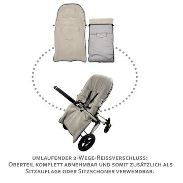 BambiniWelt by Rafael K. Davoser Schlitten HOLZSCHLITTEN mit Rückenlehne Zugleine + WINTERFUßSACK Fleece 108cm
