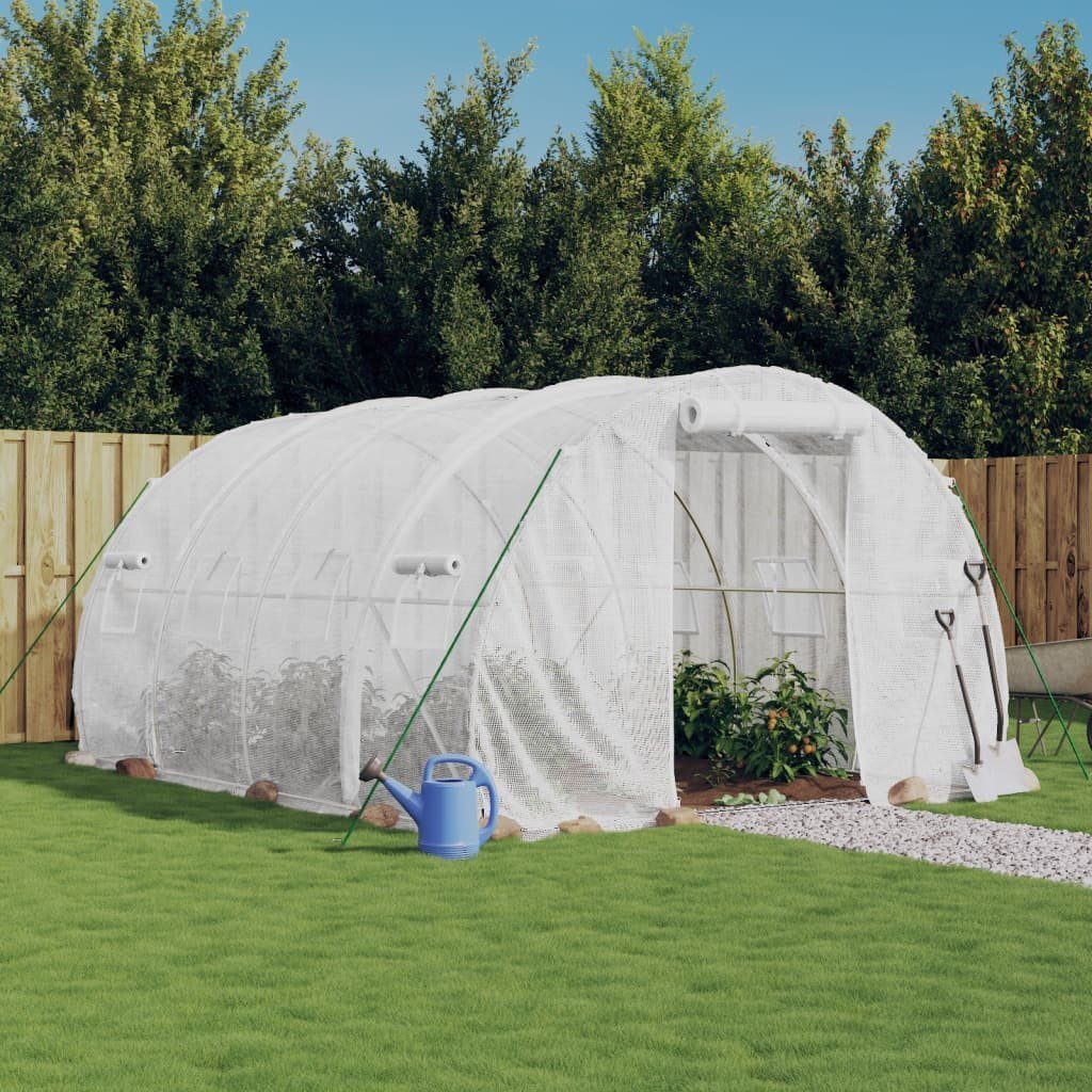 vidaXL Gewächshaus Gewächshaus mit Stahlrahmen Weiß 12 m² 4x3x2 m