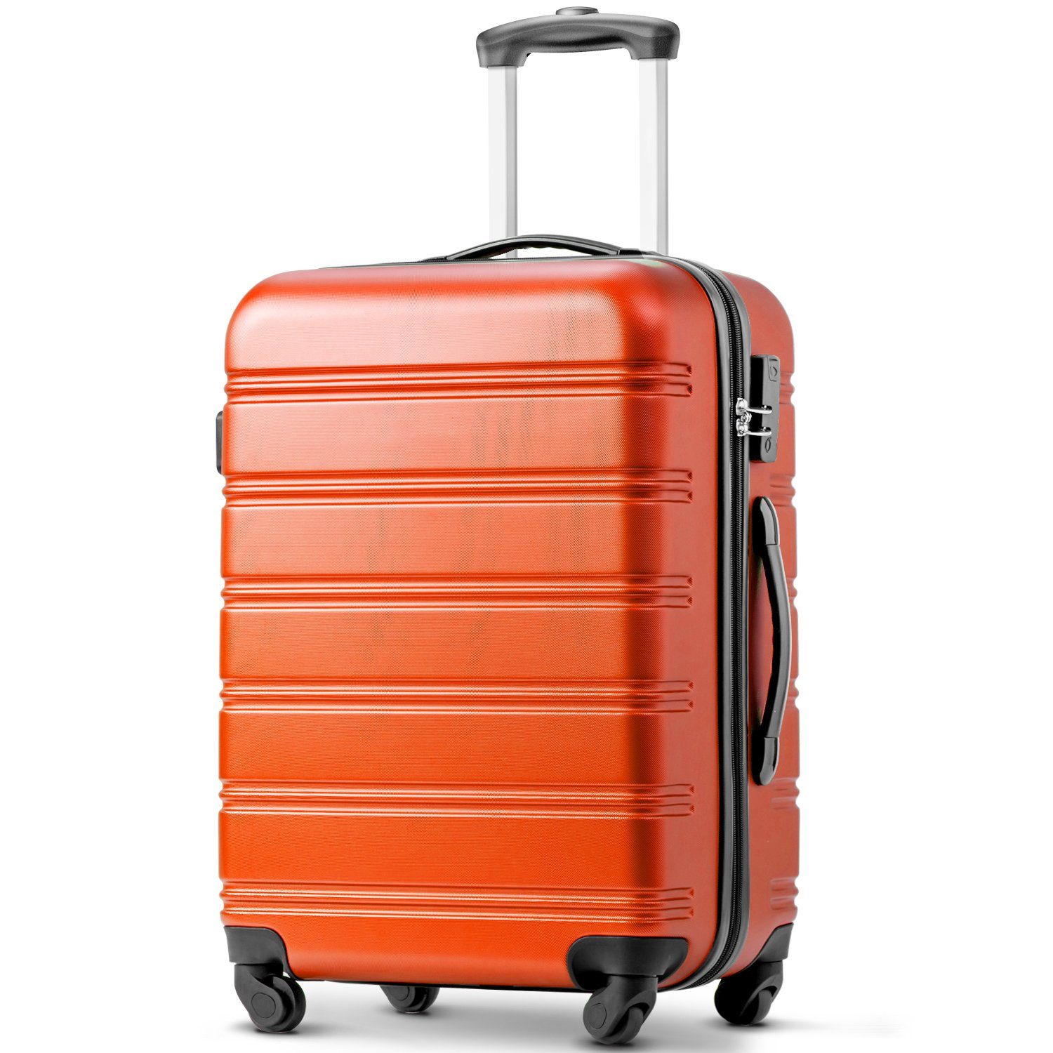 Flieks Hartschalen-Trolley, 4 Rollen, Hartschalenkoffer Handgepäck Trolley Reisekoffer, ABS-Material Orange