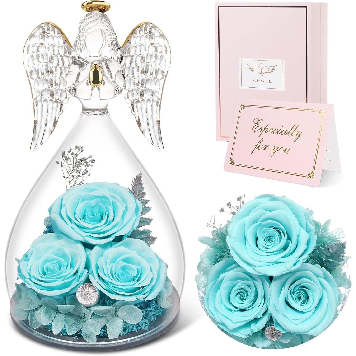 Trockenblume Ewige Rose Engel Hellblau, LuxusKollektion, Höhe 12.7 cm