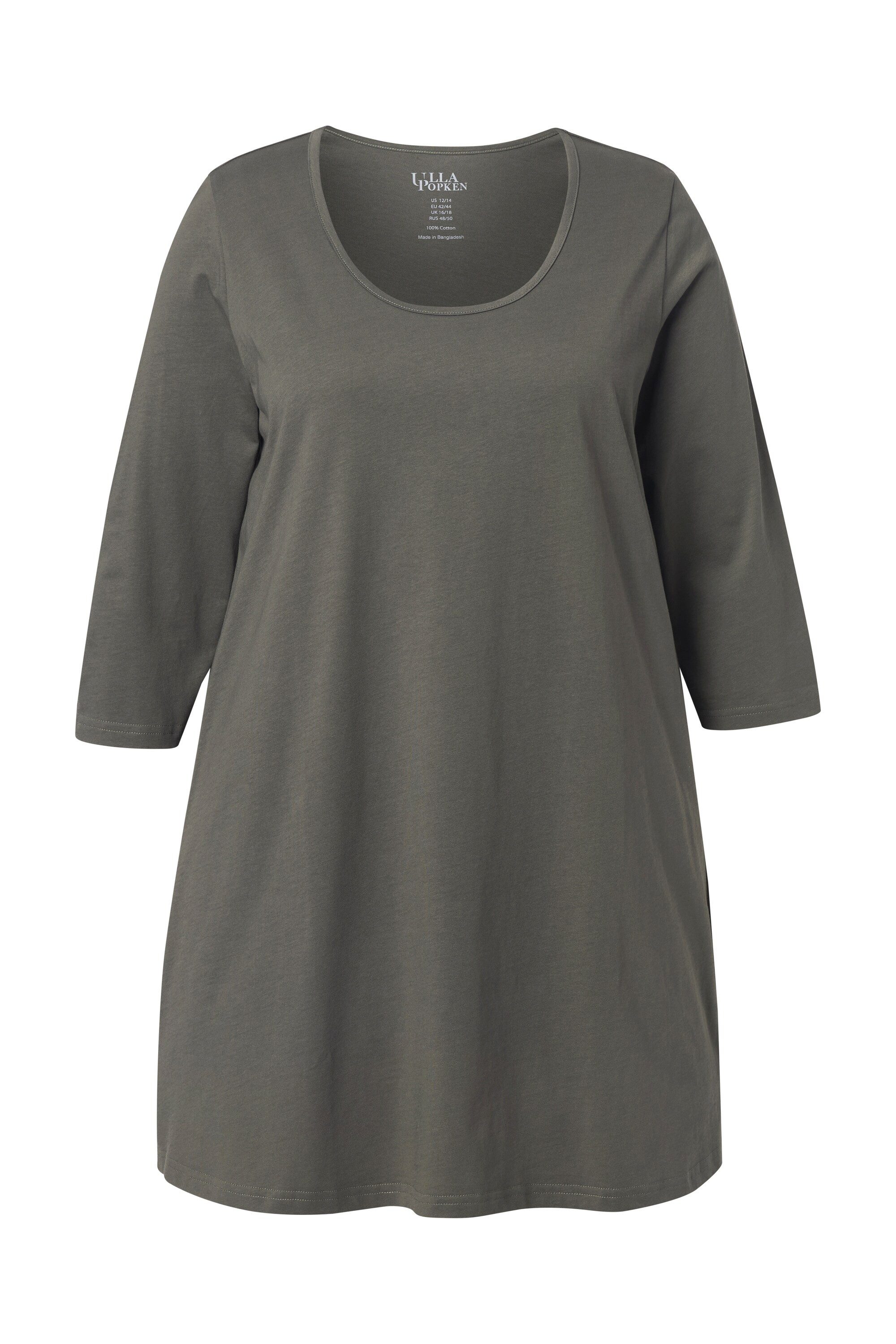 Ulla Popken Longshirt Longshirt A-Linie Rundhalsausschnitt 3/4-Arm günstig online kaufen