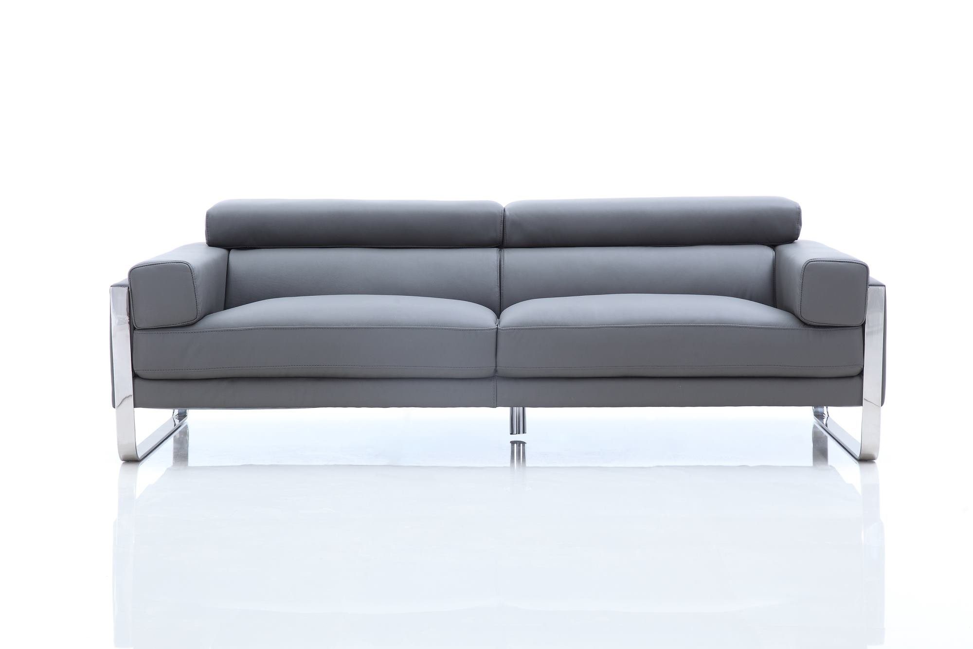 Edelstahlfüße 3-Sitzer Salottini 3er 3-Sitzer Sofa Turin Designer Leder Couch,