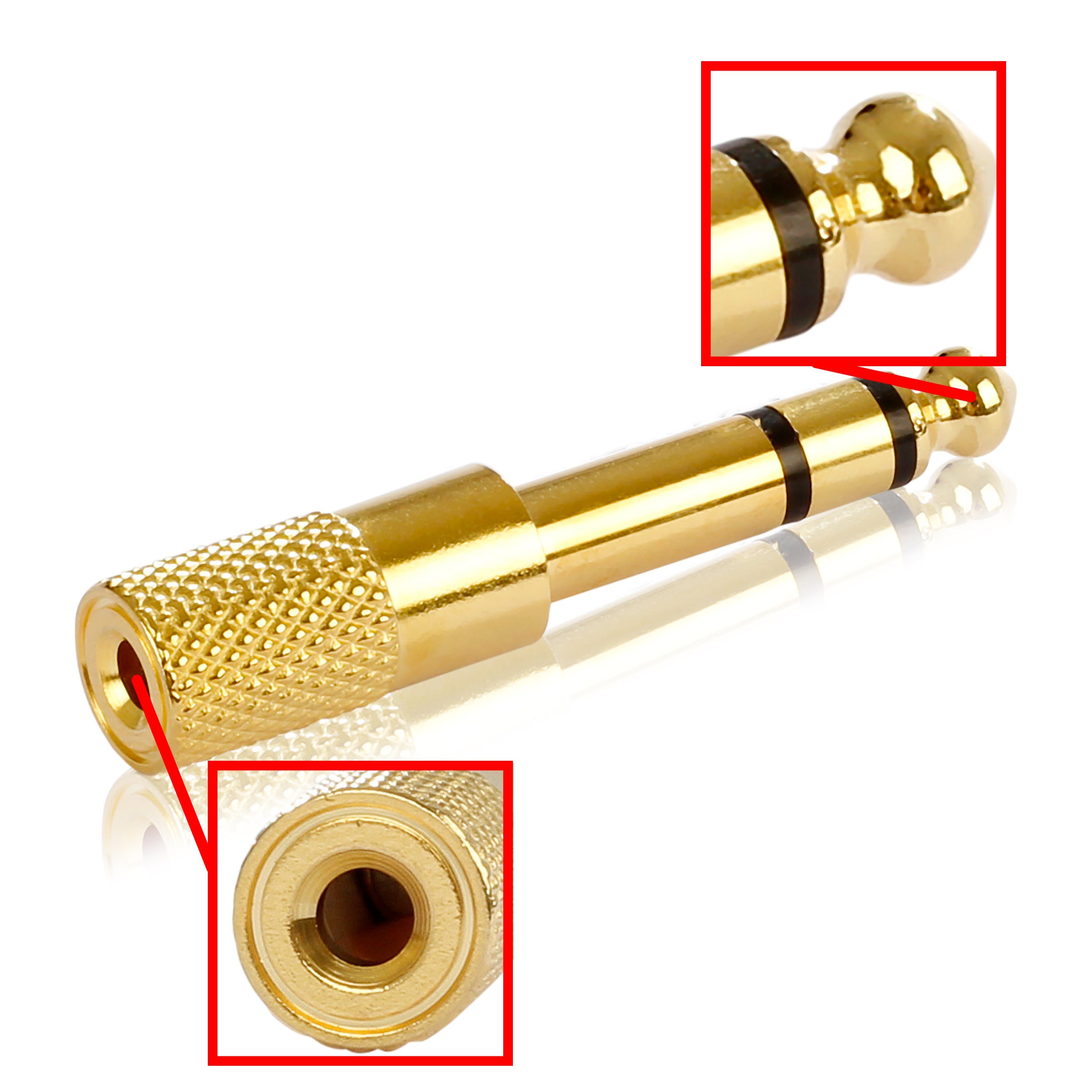 Poppstar Klinkenkupplung Audio-Adapter 6,35-mm-Klinke zu 3,5-mm-Klinke, Audio Adapter Kupplung zum Koppeln von Klinkenkabel / Stereo Aux Kabel