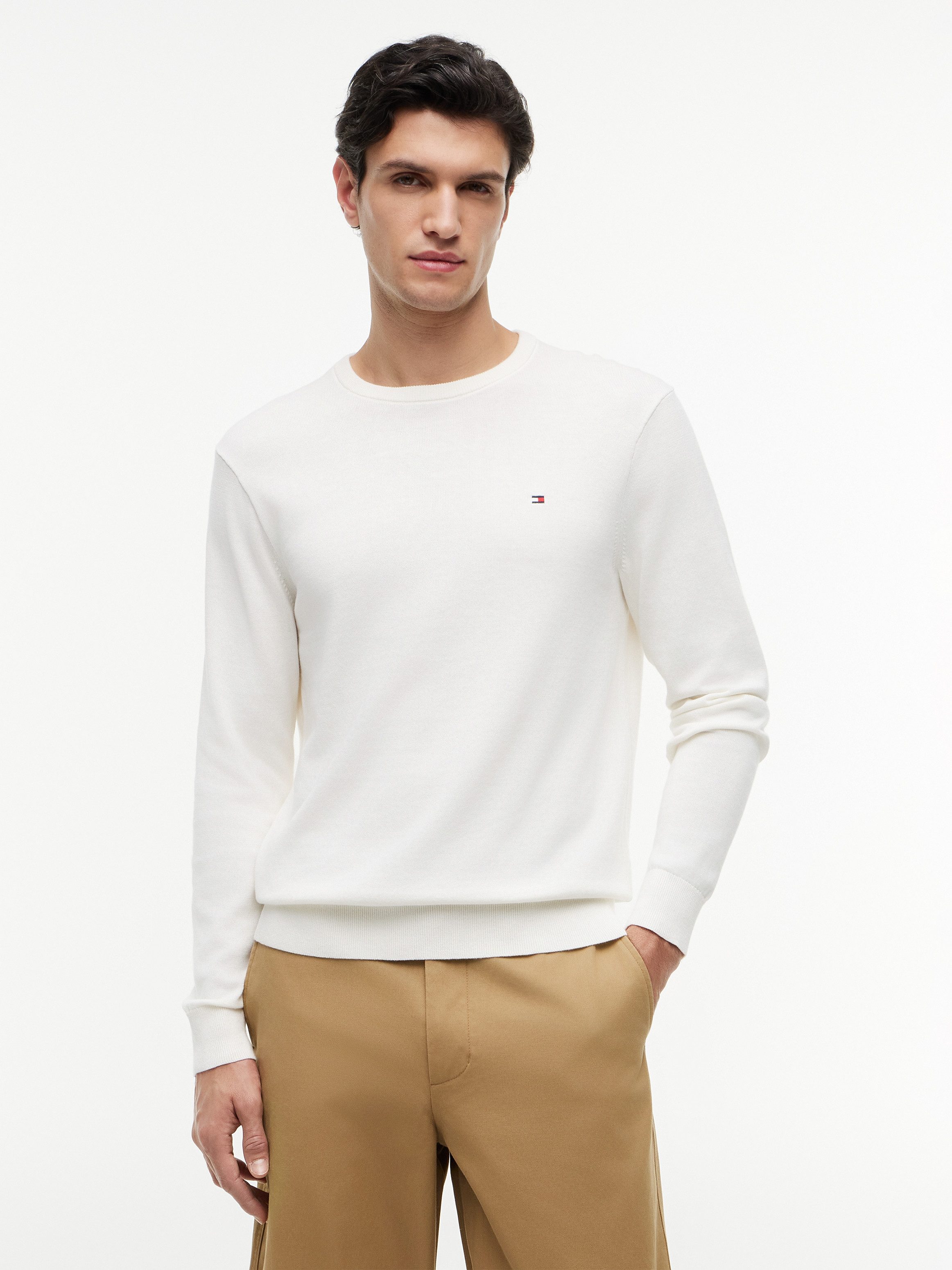 Tommy Hilfiger Rundhalspullover ESSENTIAL COTTON Crewneck Regular Fit Premium Mode