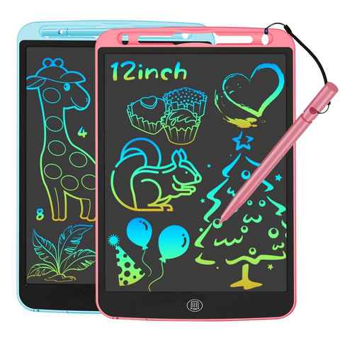 JOEAIS Zaubertafel 2 Pack LCD Schreibtafel Kinder Maltafel Drawing Tablet Zeichentafel, Digital Notepad Flugzeug 12 Zoll für Jungen und Mädchen (Rosa+Blau)