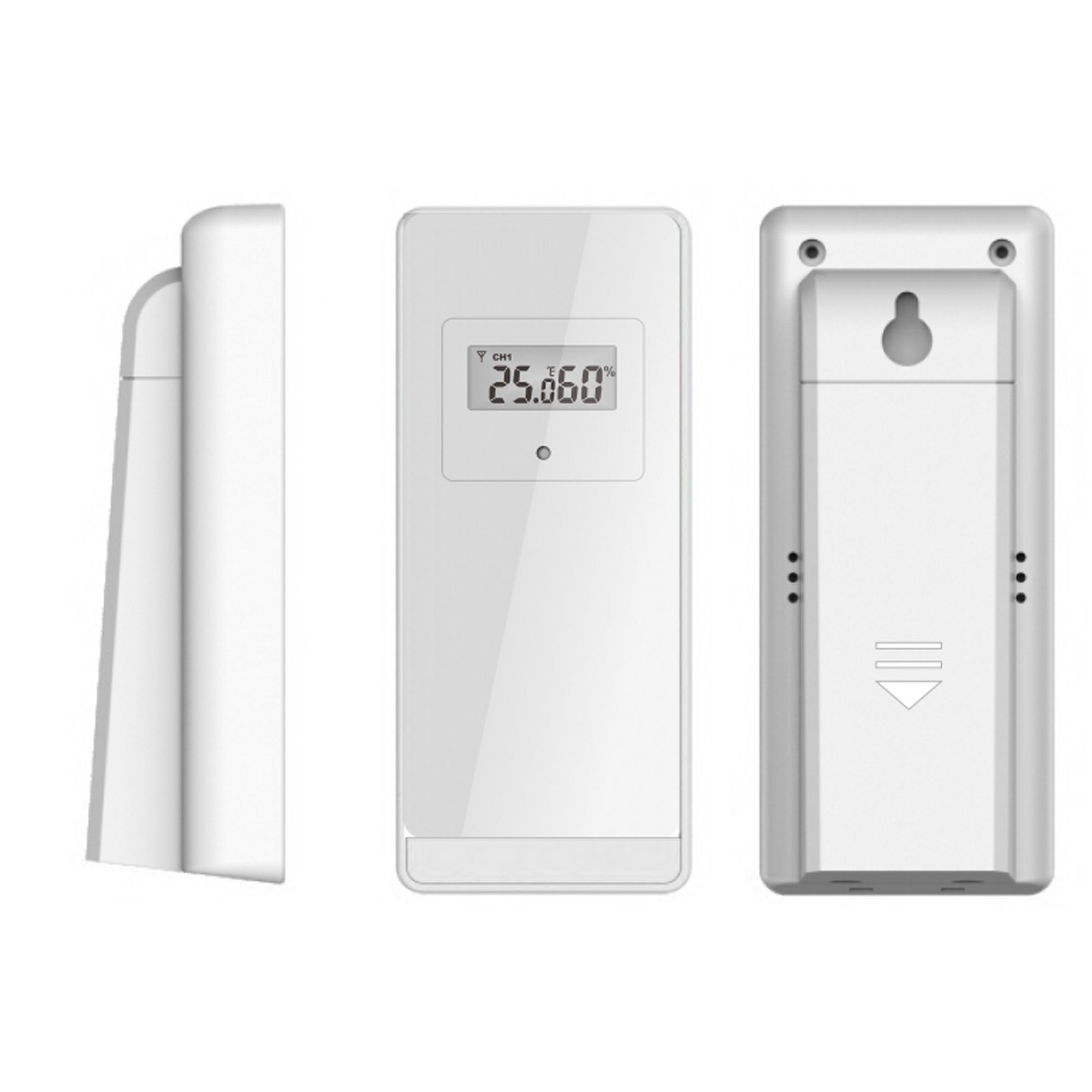 Miraval Moderne Design Funk-Wetterstation Funkwetterstation (Außensensor, mit Aussensensor bennenbar Mondphase Sonnenaufgang 2 Alarme Hygrometer)