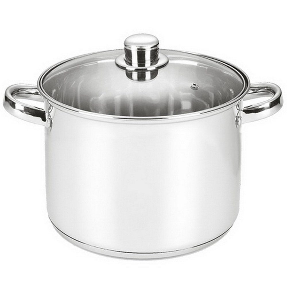 Michelino Kochtopf Edelstahltopf 10 Liter Einkochtopf Töpfe Suppentopf, Edelstahl (Hitzeabweisende Griffe), Energiesparender Kapselboden mit Aluminiumkern