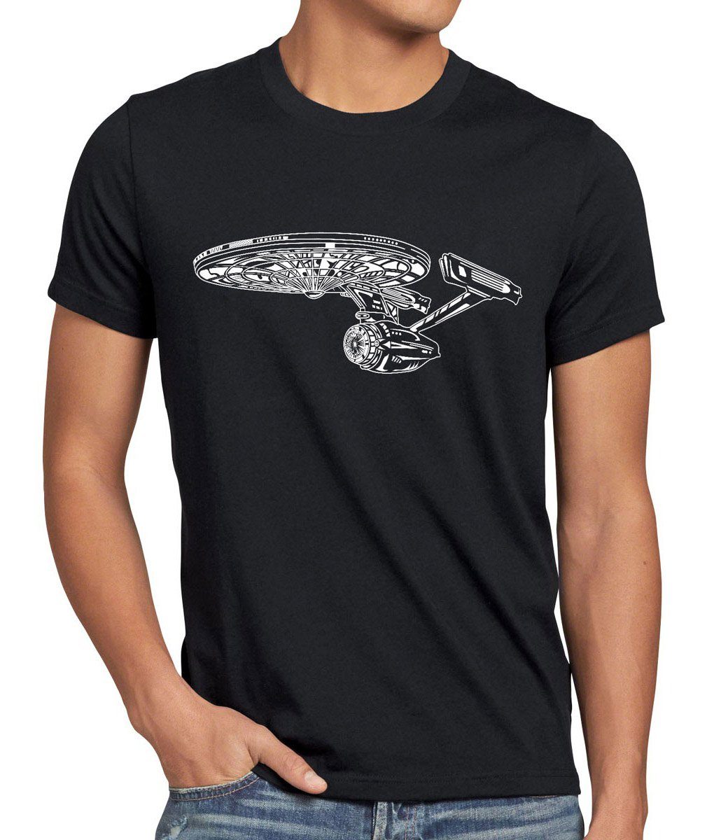 style3 Print-Shirt Herren T-Shirt Trekkie Sci-Fi spock raumschiff trek enterprise wars voyager star schwarz