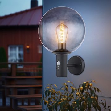 etc-shop Außen-Wandleuchte, Leuchtmittel nicht inklusive, Außenlampe mit Bewegungsmelder anthrazit Haus