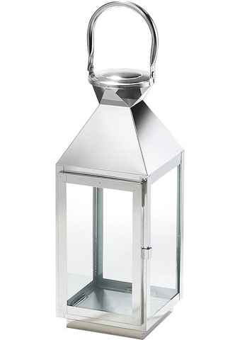 Home affaire Kerzenlaterne Cannes (1 St), Kerzenhalter aus Edelstahl und Glas, Höhe mit Henkel ca. 49 cm
