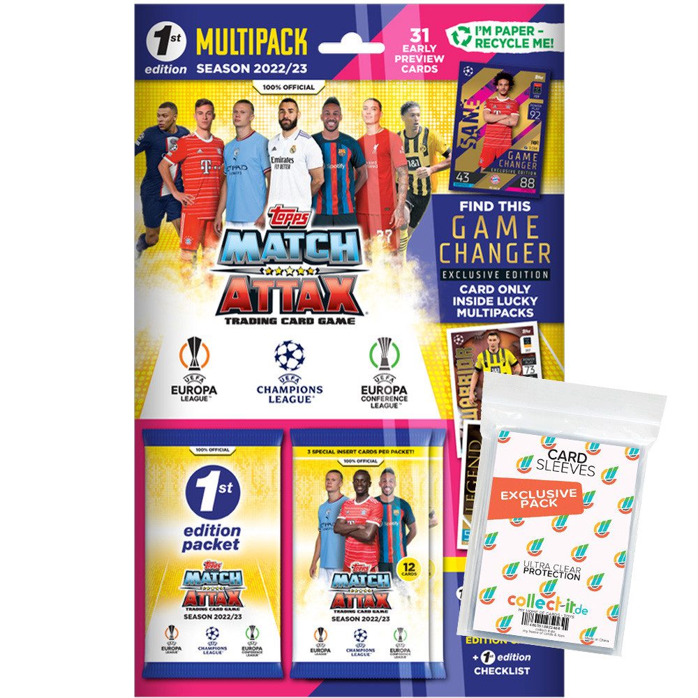 collect-it.de MY HOME OF CARDS + TOYS Sammelkarte Champions League 2022/23 Trading Cards 1st Edition Multipack +Sleeves