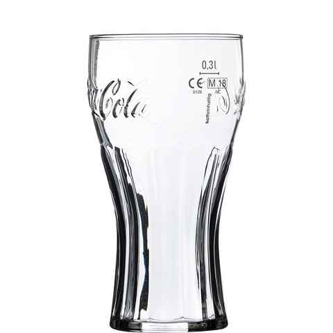 Arcoroc Tumbler-Glas Coca-Cola, Glas, Konturglas 370ml mit Füllstrich 03l Glas Transparent 6 Stück