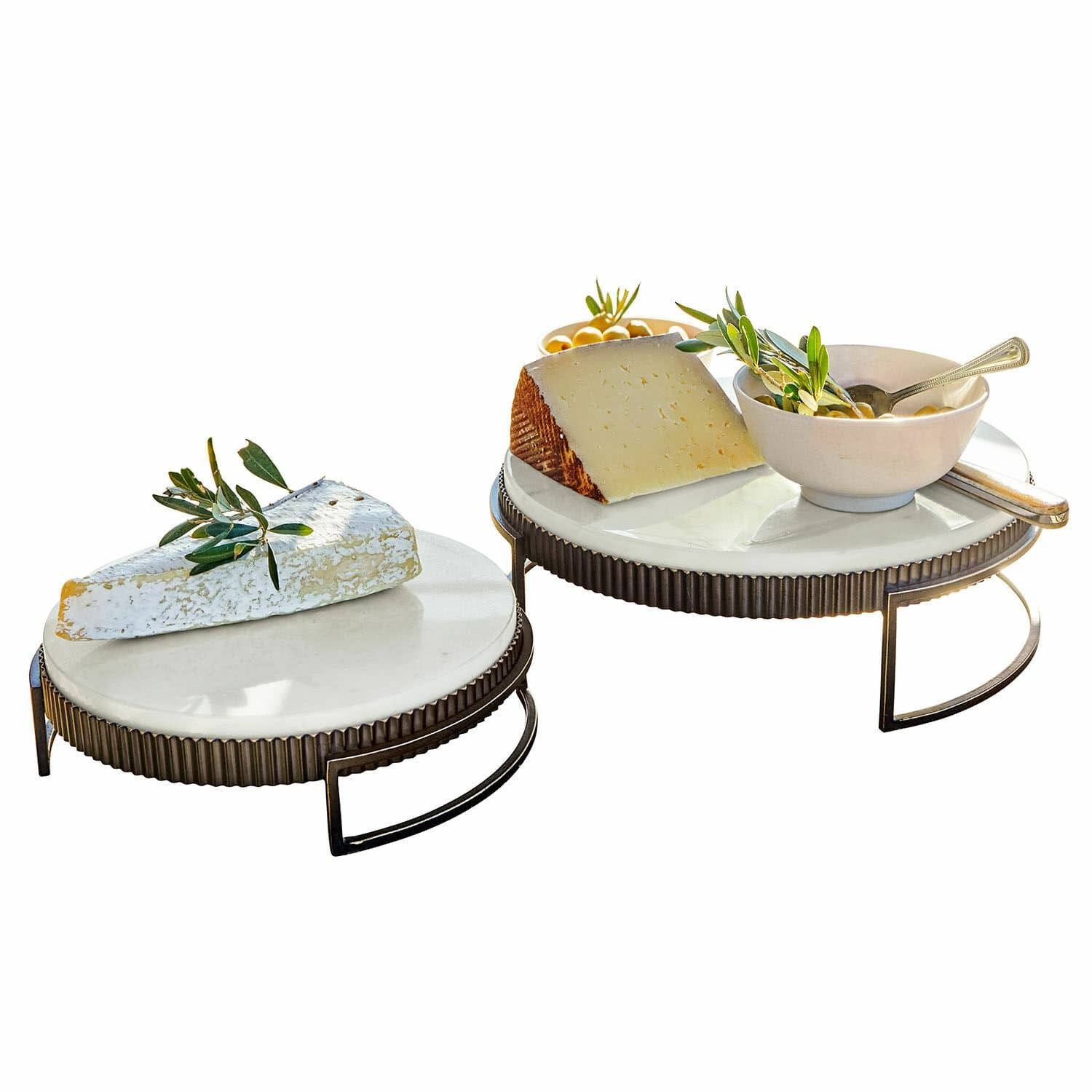 Mirabeau Geschirr-Set Platte 2er Set Méridienn antikschwarz/weiß, Gestell: Eisen, Platte: Marmor