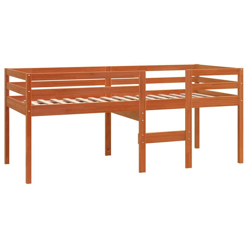 vidaXL Bett Hochbett Wachsbraun 90x200 cm Massivholz Kiefer