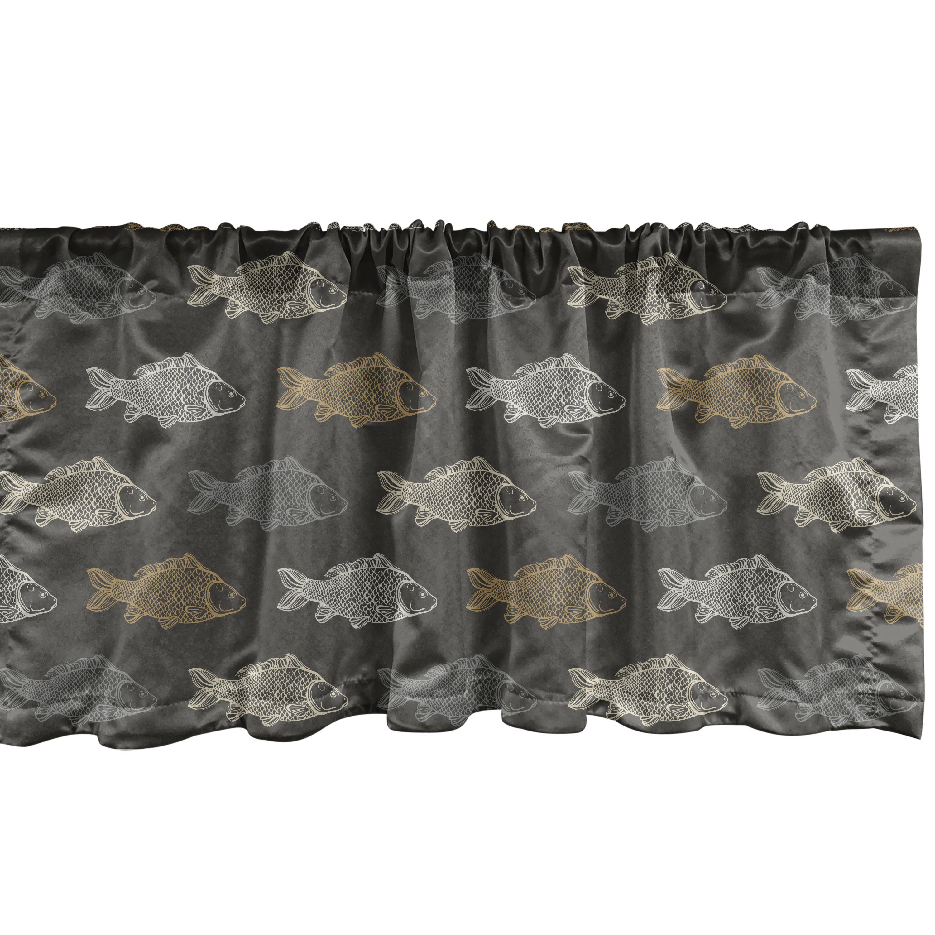 Scheibengardine Vorhang Volant für Fisch Fisch-Tier Dekor Küche mit Stangentasche, Abakuhaus, Schlafzimmer Microfaser, Koi