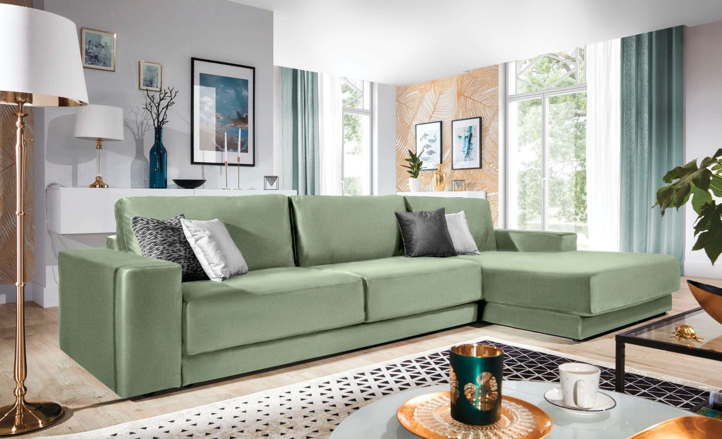 Stylefy Ecksofa Breva, L-Form, Eckcouch, mane links oder rechts bestellbar, wahlweise mit Bettkasten und Bettfunktion, Schaumstoffpolsterung, Modern Design | Ecksofas