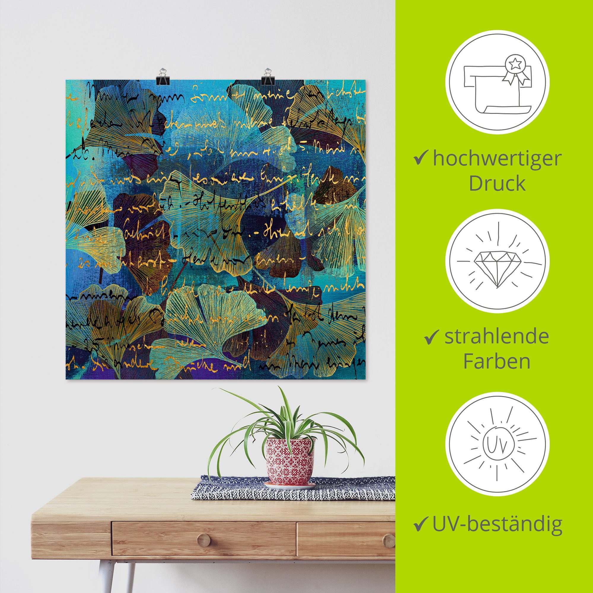 Artland Wandbild Ginko, Muster (1 St), als Alubild, Leinwandbild, Poster, Wandaufkleber in verschied. Größen