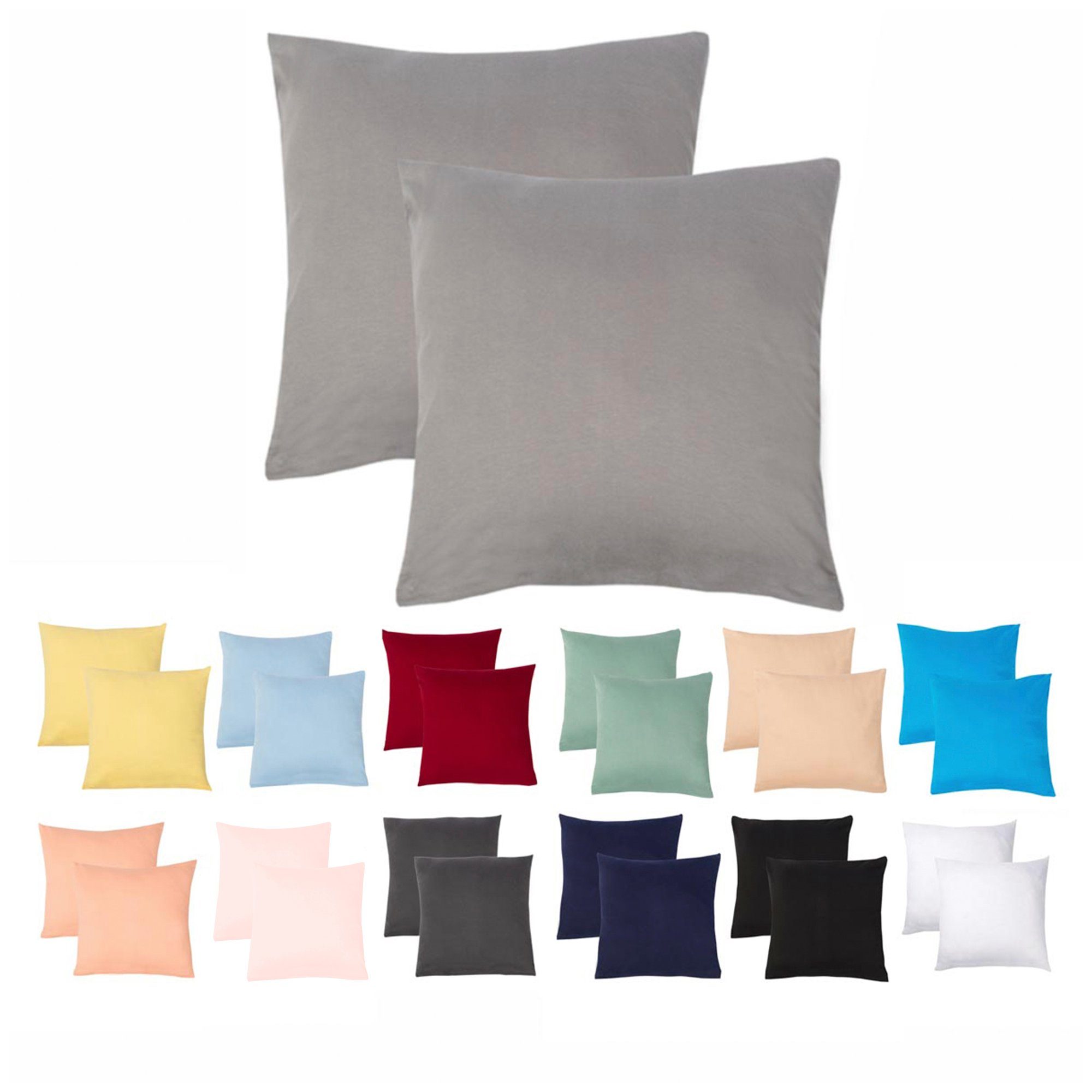 HOPLEE Kissenbezüge 50x50 Cm – 4er Set, Hellblau/weißes Büffelkaro, Baumwoll-Polyester, Mit Reißverschluss