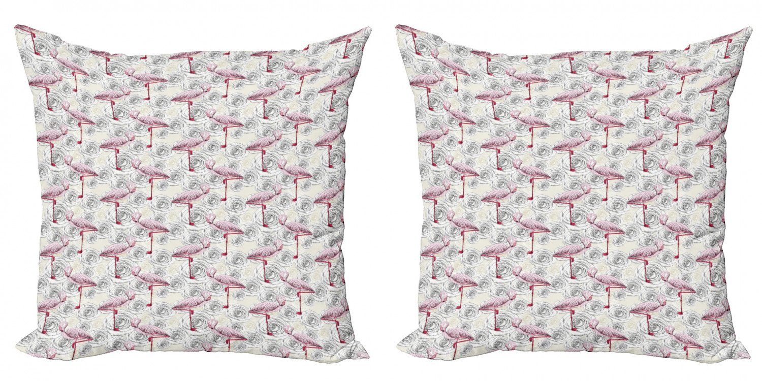 Doppelseitiger Kissenbezüge Rosen Accent Modern Blumen Stück), Flamingos (2 und Abakuhaus Digitaldruck,