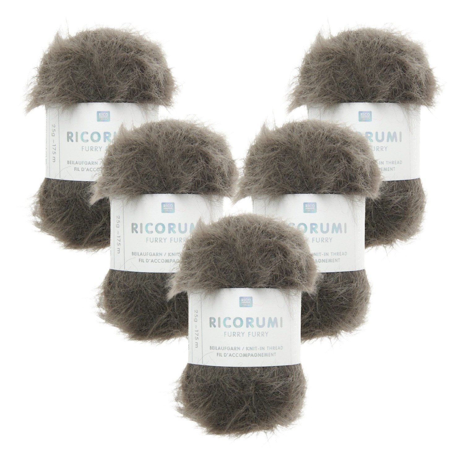Rico Design 5 x RICO RICORUMI FURRY FURRY Häkelwolle, 700 m