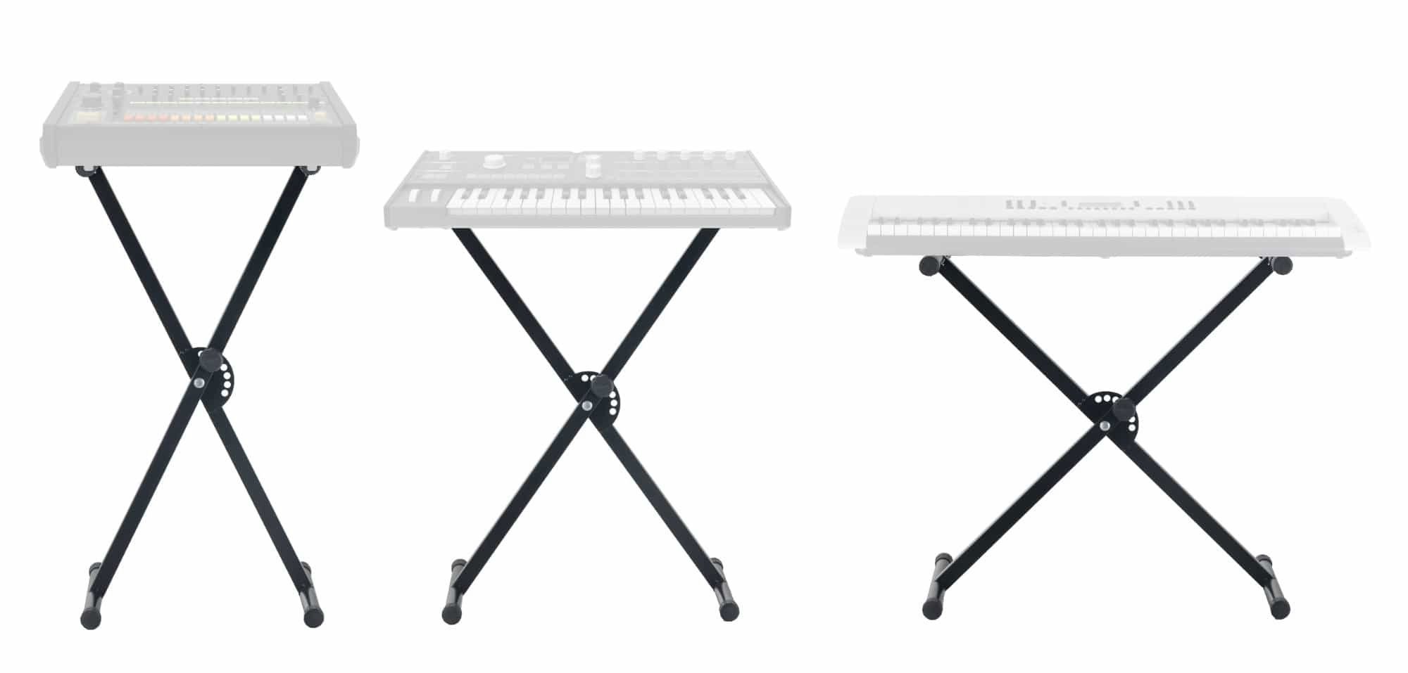 FunKey Keyboardständer Mini Kevboardstativ mit Halteband - Zusammenklappbar, 7-fach höhenverstellbar von 25 - 77 cm