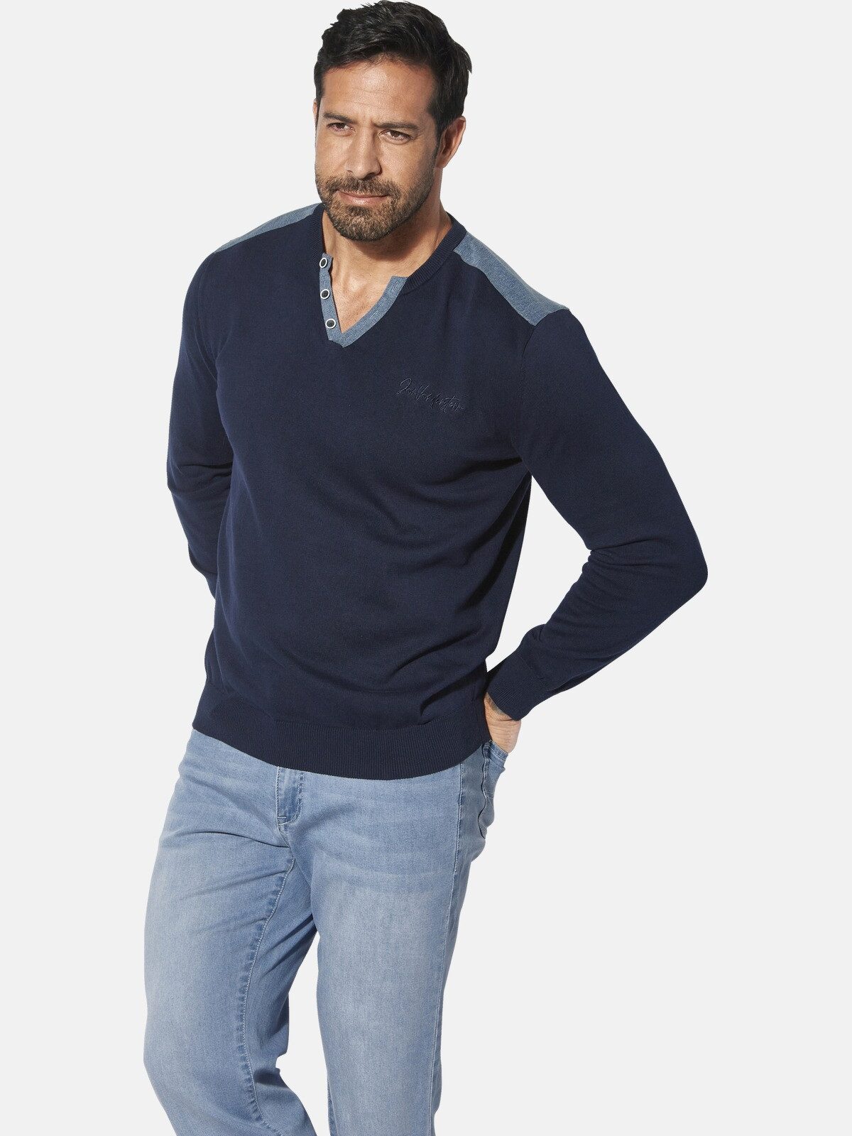 Jan Vanderstorm Strickpullover JORGIR mit Schulterbesatz günstig online kaufen