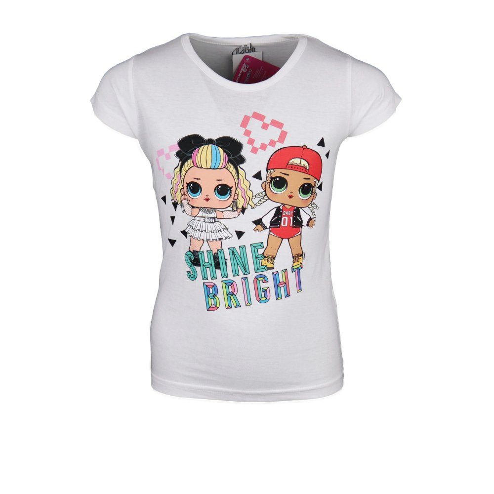 Baumwolle LOL Shine T-Shirt 100% Weiß Shirt SURPRISE! L.O.L. kurzarm Bright Surprise Mädchen