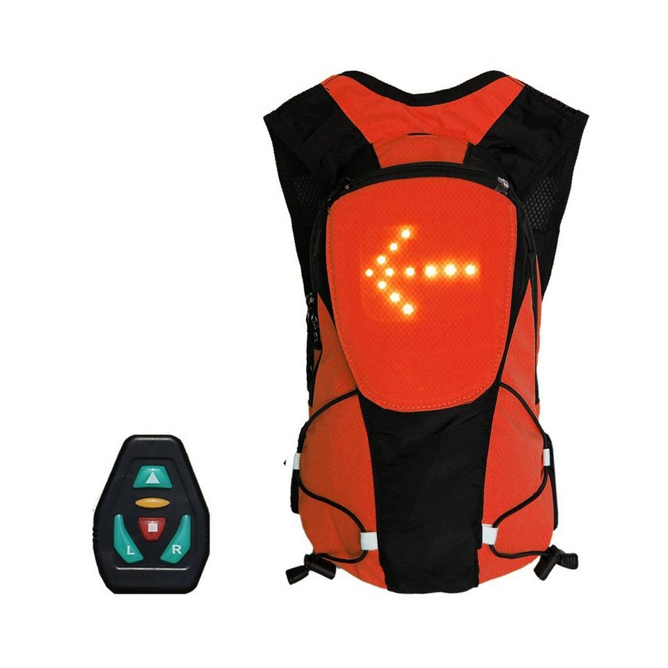 yozhiqu Warnweste LED-Blinker-Rucksack, Fahrrad-Fernbedienung LED-Warnrucksack(Unisex)  Outdoor wasserdicht, für sichere Nacht Reiten / Laufen / Wandern
