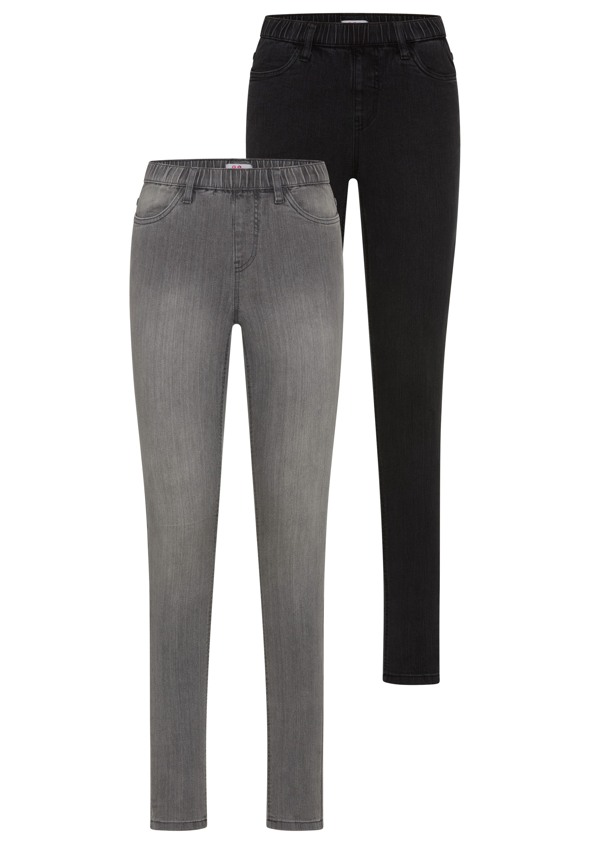 Flashlights Jeansjeggings (Packung, 2er-Pack) enge Passform, Röhrenjeans, Used-Look-Waschung, hohe Leibhöhe